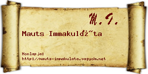 Mauts Immakuláta névjegykártya